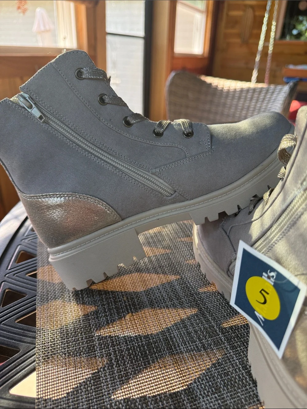 Joie Gray Kids Suede Lace-Up Ankle Boots